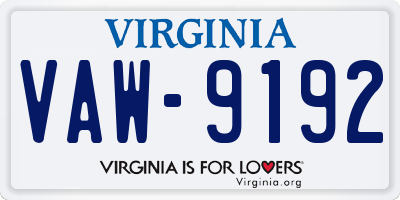 VA license plate VAW9192
