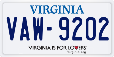 VA license plate VAW9202
