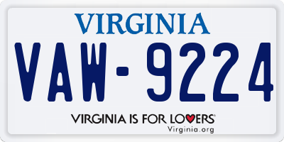 VA license plate VAW9224