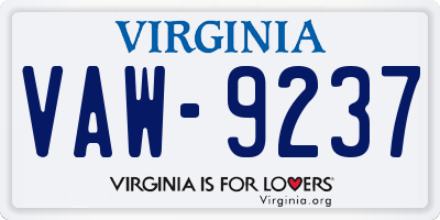 VA license plate VAW9237
