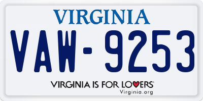 VA license plate VAW9253