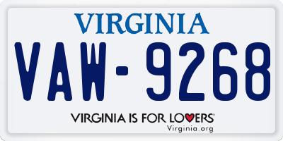 VA license plate VAW9268