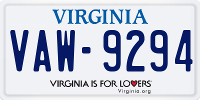 VA license plate VAW9294