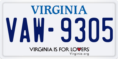 VA license plate VAW9305