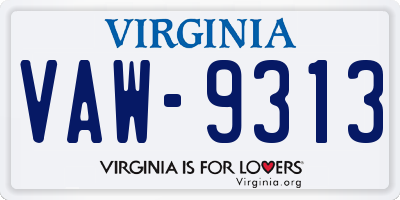 VA license plate VAW9313