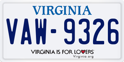 VA license plate VAW9326