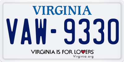 VA license plate VAW9330