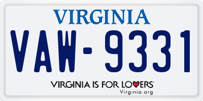 VA license plate VAW9331
