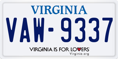 VA license plate VAW9337