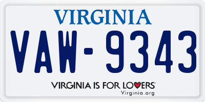 VA license plate VAW9343