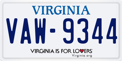 VA license plate VAW9344