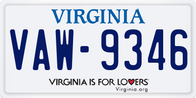 VA license plate VAW9346