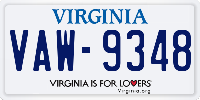 VA license plate VAW9348