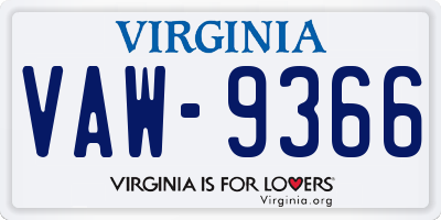 VA license plate VAW9366