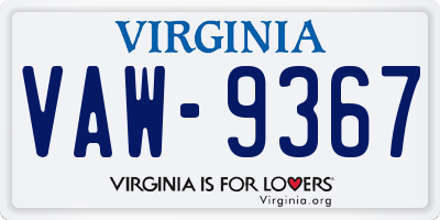 VA license plate VAW9367