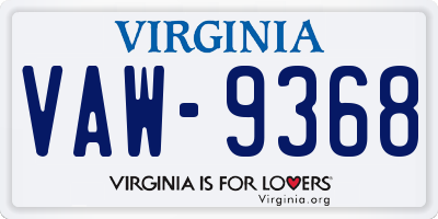 VA license plate VAW9368