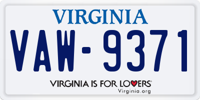 VA license plate VAW9371
