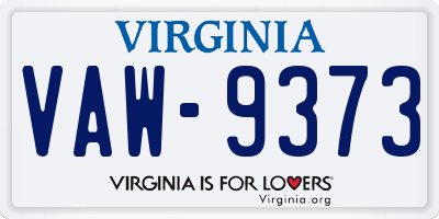VA license plate VAW9373