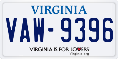 VA license plate VAW9396