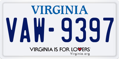 VA license plate VAW9397