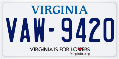 VA license plate VAW9420