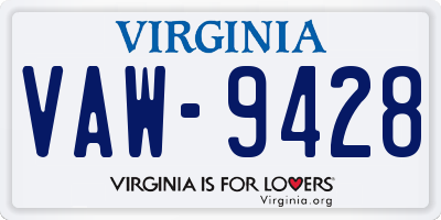 VA license plate VAW9428