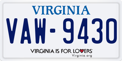 VA license plate VAW9430