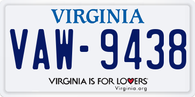 VA license plate VAW9438