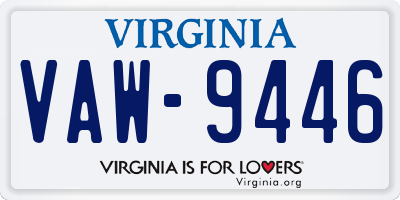 VA license plate VAW9446