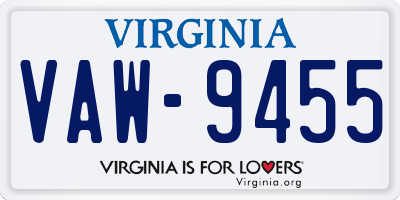 VA license plate VAW9455