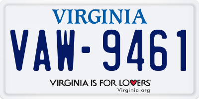 VA license plate VAW9461