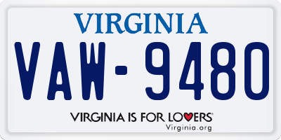 VA license plate VAW9480