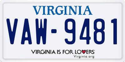 VA license plate VAW9481