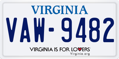 VA license plate VAW9482