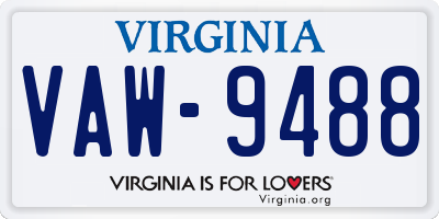 VA license plate VAW9488
