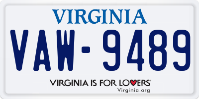 VA license plate VAW9489