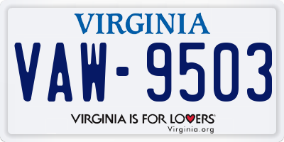 VA license plate VAW9503