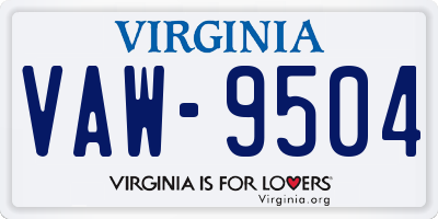 VA license plate VAW9504