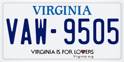 VA license plate VAW9505