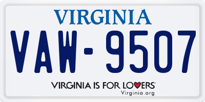 VA license plate VAW9507