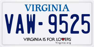 VA license plate VAW9525