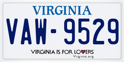 VA license plate VAW9529