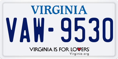 VA license plate VAW9530