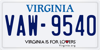 VA license plate VAW9540