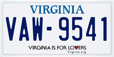 VA license plate VAW9541