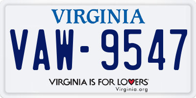 VA license plate VAW9547