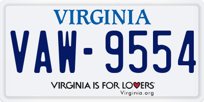 VA license plate VAW9554