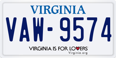 VA license plate VAW9574