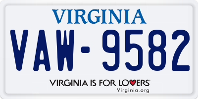 VA license plate VAW9582