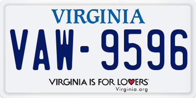 VA license plate VAW9596